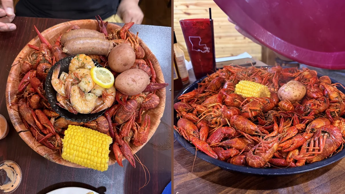 Crawfish, seafood, burgers